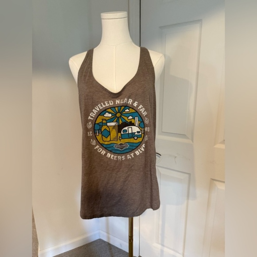 Women’s Boulevard Brewing Co. Tank Top – “Traveled Near & Far” Graphic | Size L